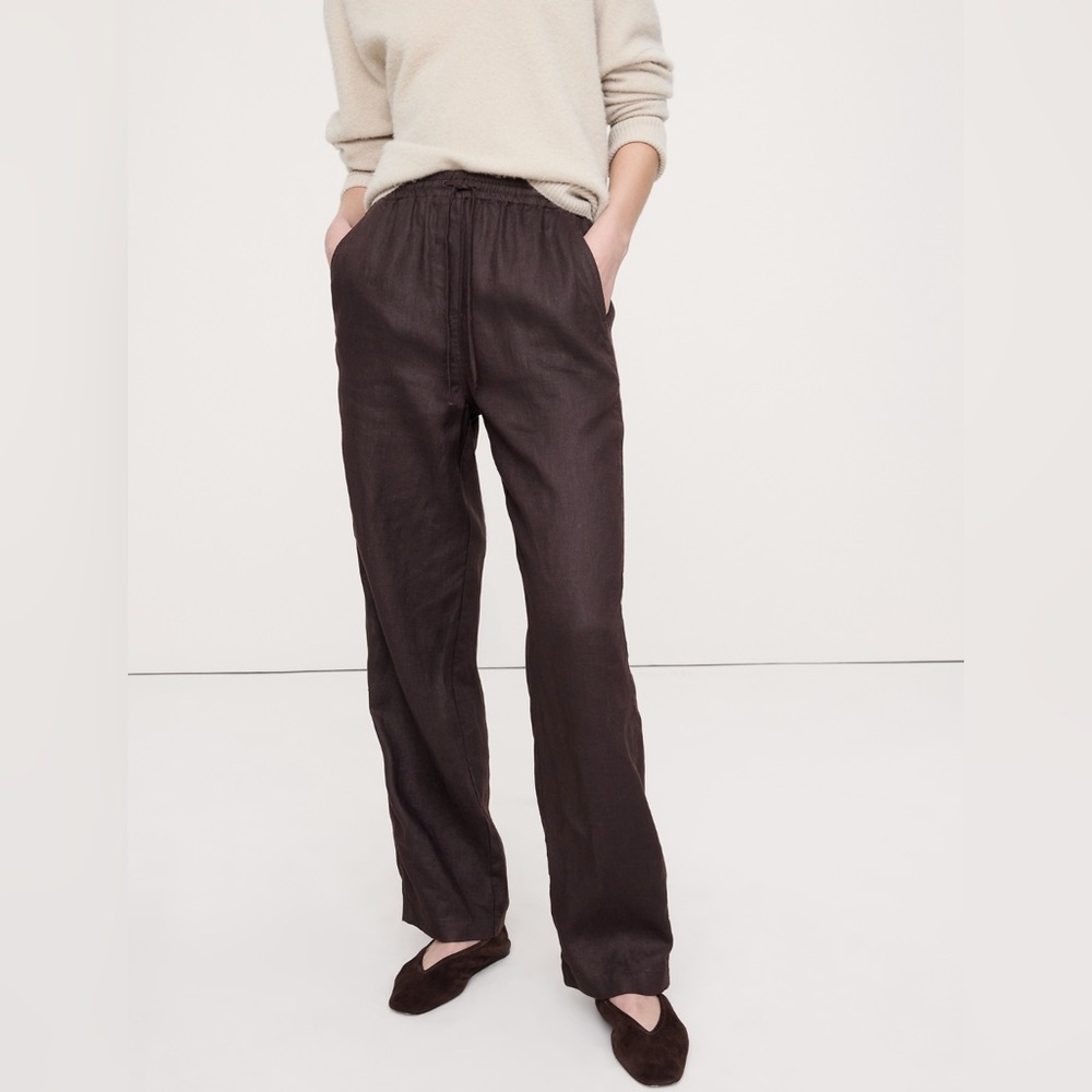 NWT! Banana Republic Getaway Straight-Leg Pull-On Pant in Linen - Medium Tall 🩷